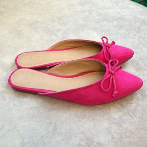 Loft #Barbie Pink Brushed Fabric Bow Slides 7.5 - Picture 3 of 8